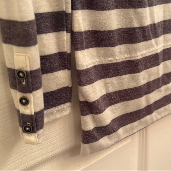 LOFT Gray/White Striped Women's Blouse - Picture 4 of 4